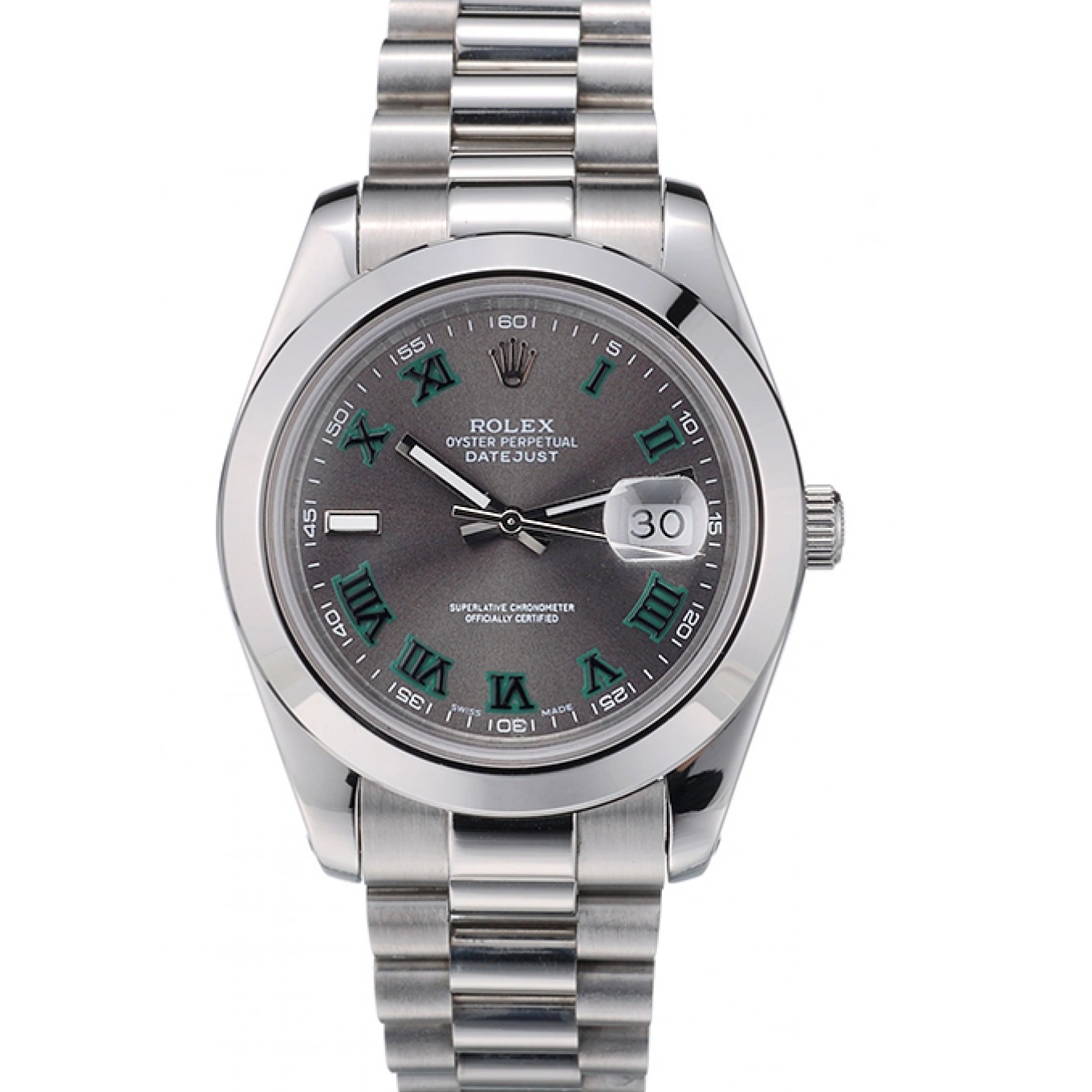 AAA replica watch 42000 Rolex Polished Swiss Steel Dial Stainless Bezel DateJust Grey 1014